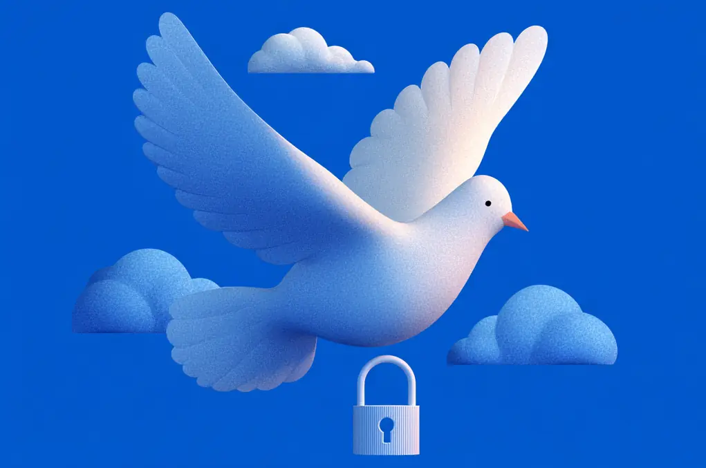 Illustration of a dove and a lock, representing compassionate account access.